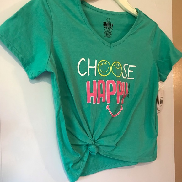 New XL 16 T-shirt “Choose Happy”, Teal green, Cotton/Polyester - Picture 4 of 7